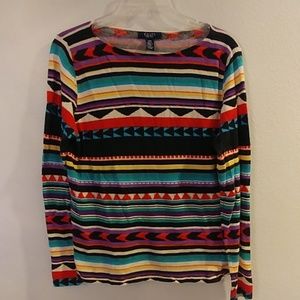 CHAPS SOUTHWESTERN BOHO STRIPE SWEATER S M L